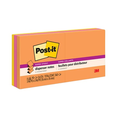 Post-It Note, 3"x3", Pop Up Ss, Jwl, PK6 R330-6SSUC
